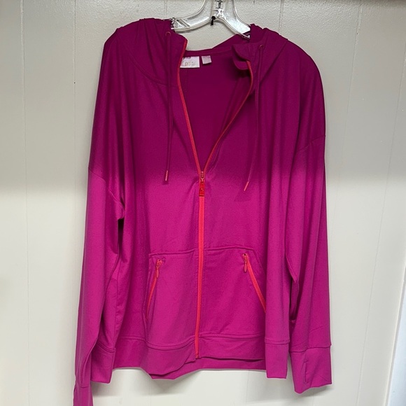 Belle by Kim Gravel Fuchsia Zip-Up lightweight jacket with Hood - Picture 7 of 11